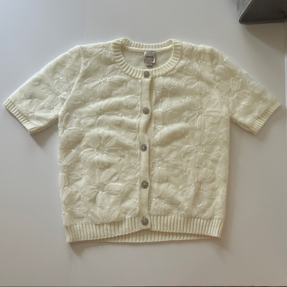 Maeve Elegant Cream Button-Up Sweater